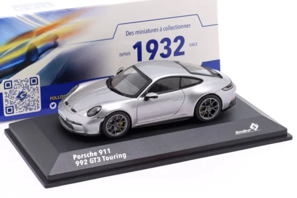 Miniature Porsche GT3 Touring 2023 – échelle 1:43 – Argent – Modèle De Collection Pour Adultes Et Ados (14+)