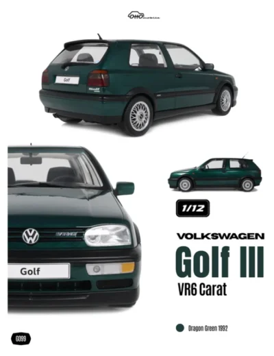 OTTO VOLKSWAGEN GOLF III VR6 CARAT DRAGON GREEN 1992 skala 1/12